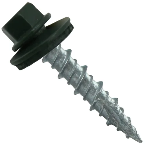 Vista 203 de Tornillos para techos de metal gris ABC 10 x 1 - Cabezal hexagonal - Arandela EPDM - Arandela de arranque automático/roscado - 1 bolsa - 250