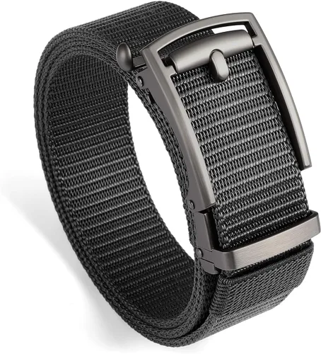 Vista 9 de SENDEFN Cinturones de trinquete de nailon para hombres, cinturón de tela de golf con hebilla ajustable automática jeans casuales