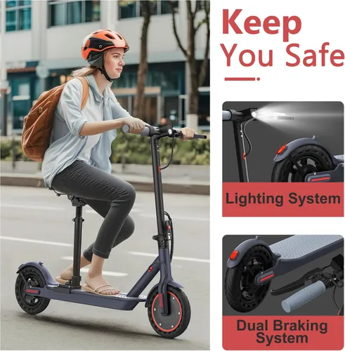 Vista 5 de Maxshot Electric Scooter, 19-20 MPH Max Speed, 15-28 Miles Range Negro