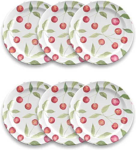 Vista 5 de Cuchara de postre de melamina de bayas y cerezas - Coral - Juego de 4
