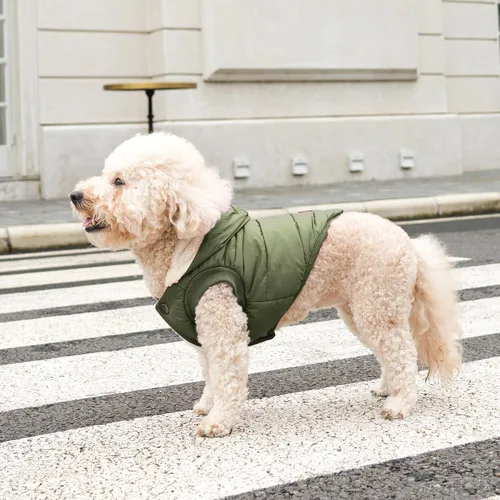 Vista 5 de vecomfy - Sudadera con capucha para perro, forro polar y algodón, extra cálida, para invierno, chaqueta para perro pequeño, abrigos con capucha