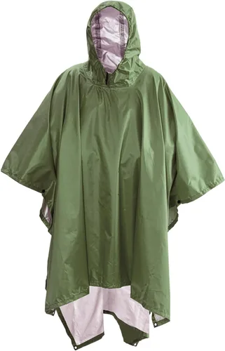 Vista 7 de QIANQUHUI Poncho de lluvia impermeable, ligero, reutilizable, con capucha, chaqueta unisex para senderismo, camping, emergencia