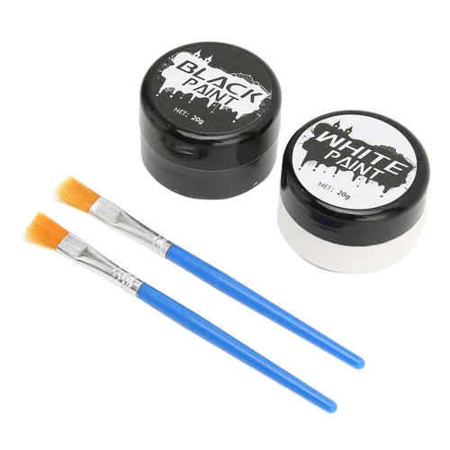 Vista 2 de Zyyini 2Pcs Face Body Paint Kit Black White Halloween Skull