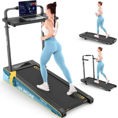 Vista 11 de FUNMILY Cinta de Correr Plegable con Almohadilla de Caminata Mejorada con Inclinación del 12%/15% y Barra de Manejo, Cintas de Correr Compactas