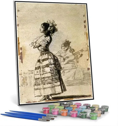 Vista 4 de Pintura por números para adultos Kits de Retrato ecuestre de María Luisa de Parma Pintura por Francisco Goya Kit de pintura por números para niños