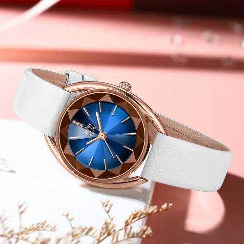 Vista 2 de Fate Love Relojes para mujer, reloj de pulsera para mujer, reloj de cuarzo de lujo, impermeable, correa de cuero, reloj delgado de diamante, reloj