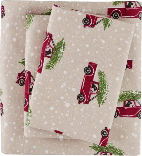 Vista 23 de Woolrich - Juego de sábanas de algodón con estampado de dijes de cabaña, sábanas de franela 100% algodón, juego de ropa de cama cálido y mullido