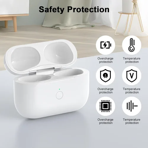Vista 4 de Funda de carga de repuesto compatible con AirPod Pro de 2ª generación, Air pod Pro 2 con botón de sincronización de emparejamiento Bluetooth