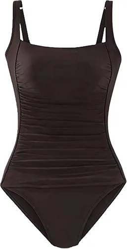 Vista 2 de Women's Ruched Elegant Solid One-Piece Swimsuit Sleeveless Tummy Control Beach Monokini Swimwear Bathing Suit