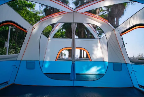 Vista 9 de KTT Extra Large Tent 6-12-14 Person,Family Cabin Tents,2 Rooms,3 Doors and 3 Windows with Mesh,Straight Wall,Waterproof,Double Layer,Big Tent for