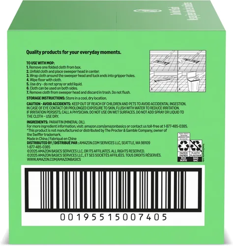 Vista 6 de Amazon Basics Paños de barrido en seco para limpieza de suelos, pelo de mascotas, polvo, suciedad, multisuperficie, desechable, se adapta a
