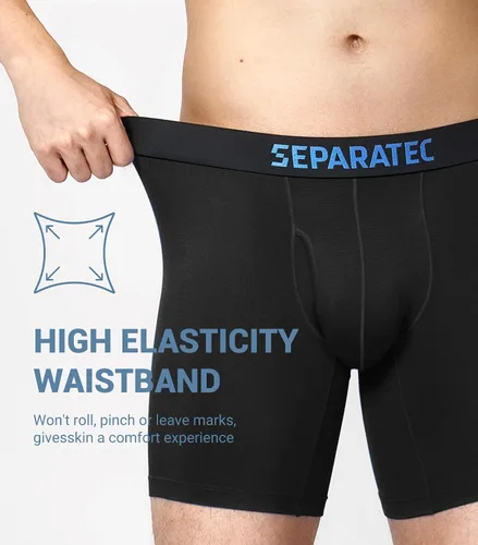 Vista 5 de Separatec Calzoncillos tipo bóxer de rayón de bambú para hombre, transpirables y suaves, con diseño de bolsa de malla, paquete de 7