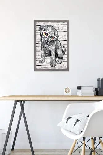 Vista 6 de Trends International PD Moreno - Póster de pared con gafas para perro, 14.725 x 22.375 pulgadas, versión enmarcada de madera de granero
