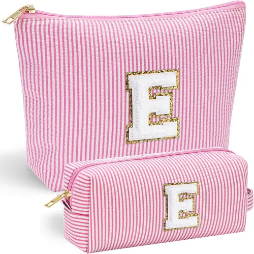 Vista 115 de YOOLIFE Regalos del Día de la Madre para Mujeres, Bolsa de Maquillaje con Iniciales, Bolsa de Maquillaje para Viaje, Bolsa de Maquillaje Negro