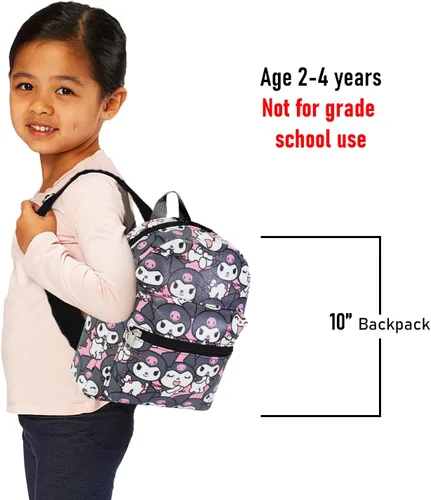 Vista 7 de Kuromi - Juego de mini mochila para niños, mochila Kuromi de piel sintética de 10 pulgadas con bolsillo frontal y botella de agua, paquete