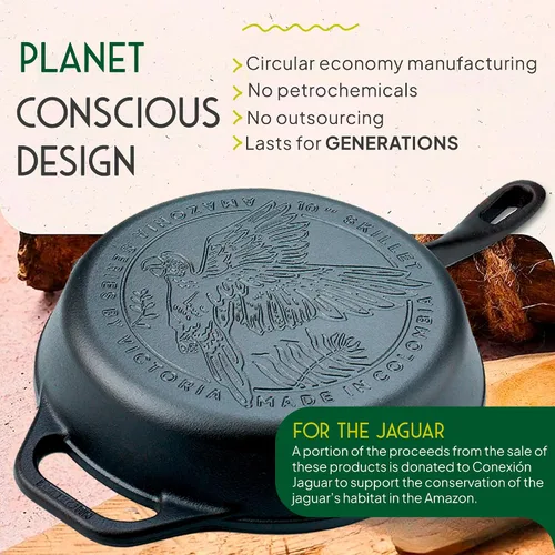 Vista 5 de VICTORIA Cast Iron Enameled Amazonia Macaw Induction Frying Pan 25 cm