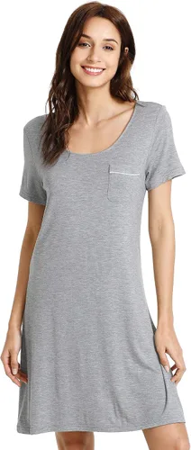 Vista 11 de WiWi - Camisón de viscosa de bambú para mujer, manga corta, con cuello en V, ropa de dormir, tallas grandes, S-4X, A-aqua