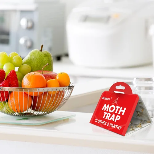 Vista 4 de Trampas para polillas de despensa 10 unidades, seguras y eficaces para alimentos y ropa - Trampas adhesivas con feromonas para lana, armario
