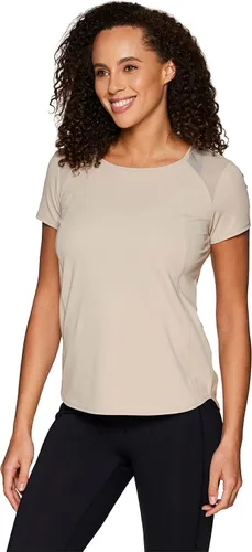 Vista 3 de RBX Active - Camiseta de entrenamiento de manga corta para mujer, de malla ventilada