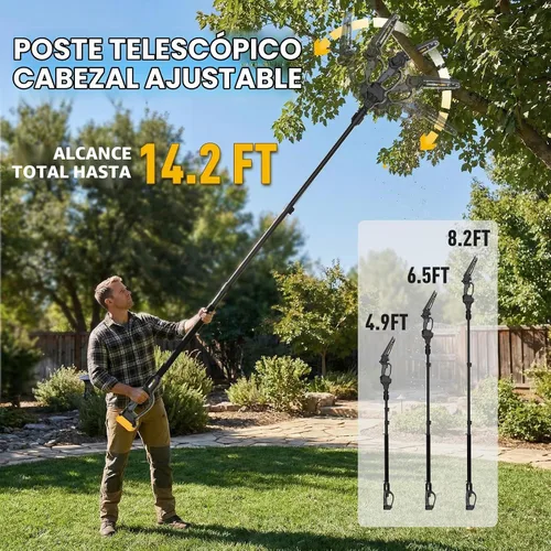 Vista 3 de Sierra de poste inalámbrica 2 en 1 y motosierra para batería Dewalt 20V MAX