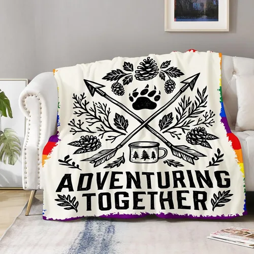 Vista 3 de Aimego Rainbow Pride Throw Blanket 50" x 60" Flannel Fleece Adventuring Blanket