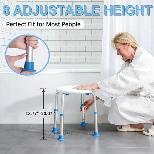Vista 5 de SOUHEILO Silla de ducha ajustable para ducha interior, taburete de ducha redondo elegible para HSA/FSA para bañera interior, asiento de ducha sin
