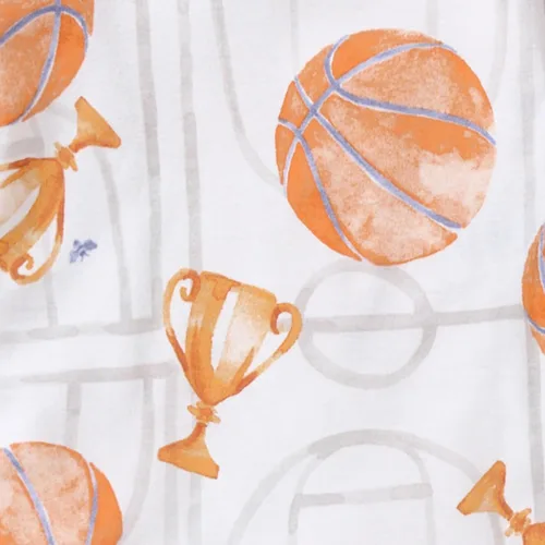 Vista 3 de Burt's Bees Baby Pijama con pies de algodón orgánico para niños Basketball Court