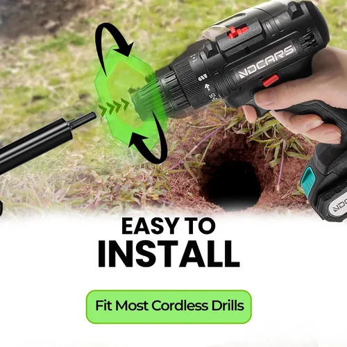 Vista 8 de K-Brands Paquete de 4 brocas de 4 x 12 pulgadas + 3 brocas de extensión para plantar, agujero en espiral de jardín y maceta de bombilla