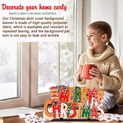 Vista 4 de Decoración de Navidad con Pan de Jengibre, Centros de Mesa de Feliz Navidad, Letrero de Hombre de Jengibre de Madera, Decoración de Puerta/Pared