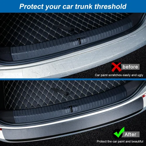 Vista 5 de Protector de parachoques trasero Moteloor para Honda Accord 2013-2017 Carbon fiber leather rear bumper guard, waterproof, UV-resistant