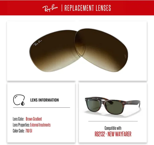 Vista 3 de NEW RB2132 New Wayfarer Replacement Lenses For Men For Women+ BUNDLE with Designer iWear Care Kit