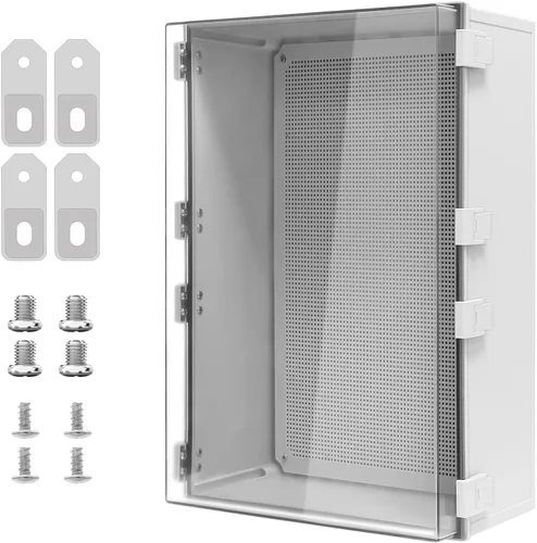 Vista 15 de Caja de derivación de plástico ABS IP65 a prueba de polvo e impermeable, recinto universal para proyectos eléctricos con carcasa bisagra gris