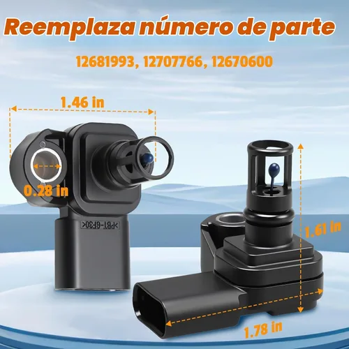 Vista 4 de FUSCH Sensor de presión y temperatura de aire de admisión, sensor de presión absoluta del colector MAP Compatible con Buick Cascada Encore Chevrolet
