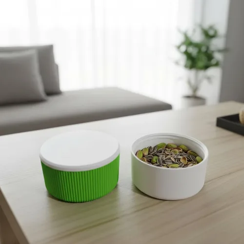 Vista 6 de Taza portátil acanalada de pistacho y semillas de girasol con compartimento de concha, práctico cuenco para aperitivos para pistachos, semillas