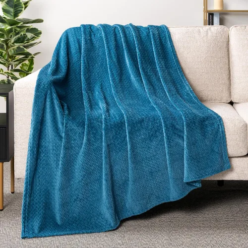Vista 21 de PAVILIA - Manta de forro polar suave y sólida de color negro para sofá, mantas ligeras y mullidas y cálidas para cama, manta de franela mullida