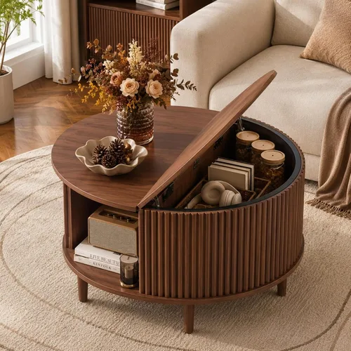 Vista 13 de WLIVE Mesa de Centro para Sala de Estar, Mesa de Centro con Tapa Elevable y Almacenamiento, Mesa Central de Comedor de Madera Pequeña Elevable