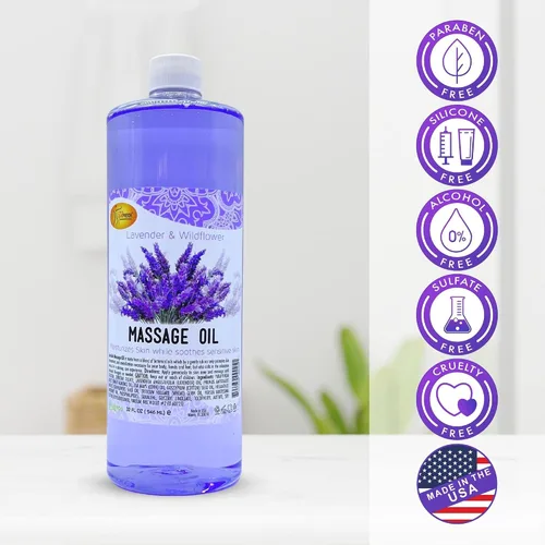 Vista 8 de SPA REDI Aceite de masaje de tejido profundo, deslizamiento sin residuos, lavanda, 32 onzas