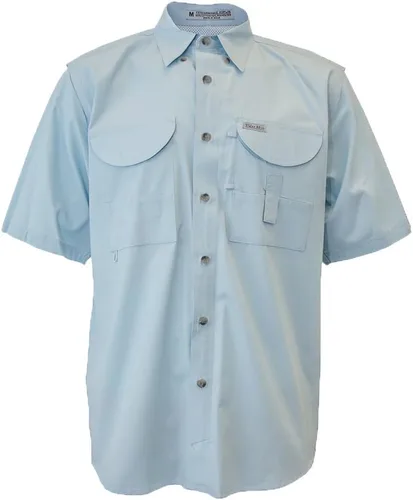 Vista 29 de Camisa de manga corta con botones de pesca para hombre, transpirable, para exteriores, casual, ligera