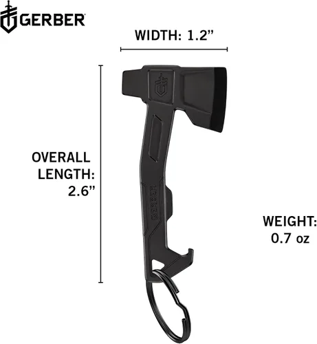 Vista 8 de Gerber Gear Llavero Hacha Multiherramienta 3 en 1, Se Engancha al Bolsillo o Llavero con Abrebotellas, Destornillador de Cabeza Plana, Abridor