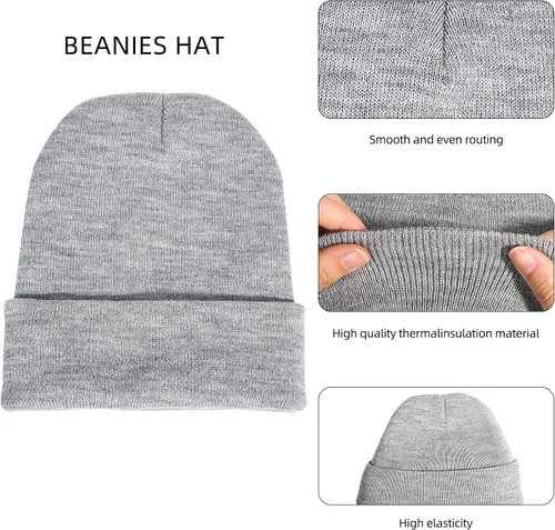 Vista 5 de Gelante Gorro Beanie de Punto Cálido con Dobladillo Liso para Hombres y Mujeres Gorra de Calavera. Azul aguamarina