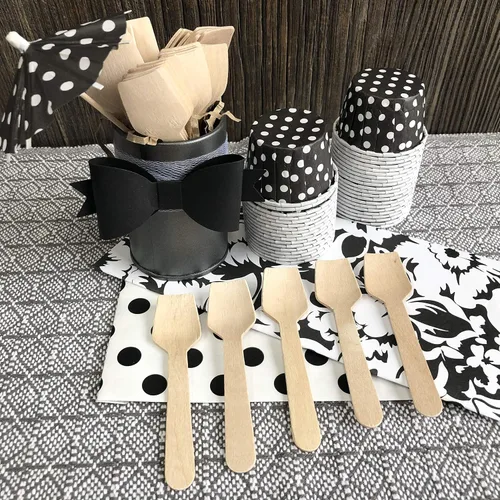 Vista 6 de Mini cucharas de madera a granel, ecológicas, desechables, biodegradables, 3.75 pulgadas, paquete de 300 unidades de la marca Outside the Box Papers