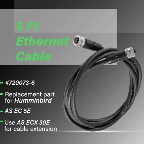 Vista 2 de 720073-6 - Cable Ethernet de 5 pies como EC 5E de repuesto para Humminbird, color negro, apto para hélice, APEX, SOLIX y Onix