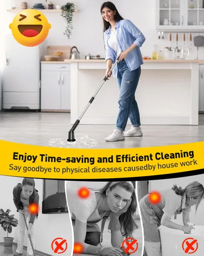 Vista 2 de Electric Spin Scrubber for Bathroom, Shower Scrubber with Long Handle
