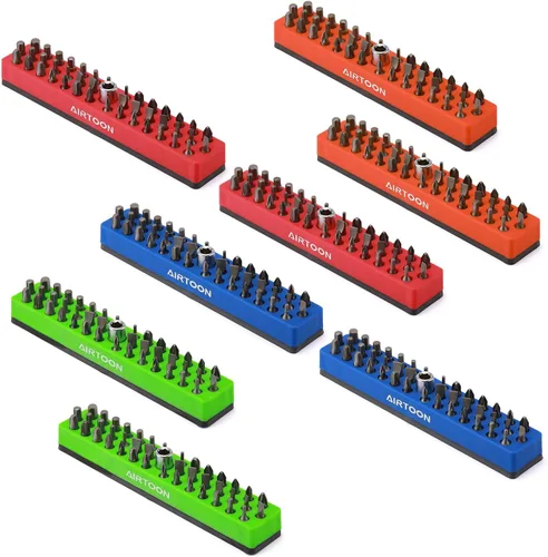 Vista 9 de 2 soportes magnéticos para puntas hexagonales de 1/4 de pulgada, almacenamiento de brocas de 43 agujeros con base magnética fuerte, organizador