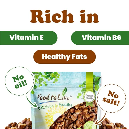 Vista 5 de Nueces tostadas secas, 1 libra - Piezas de nueces sin sal. Bocadillo delicioso y nutritivo. Apto para dieta cetogénica y paleo. Ideal