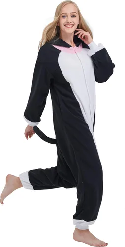 Vista 6 de SimZoo Pijama de animal para adultos, disfraz de cosplay de animales para hombres y mujeres, ropa de dormir unisex de una sola pieza
