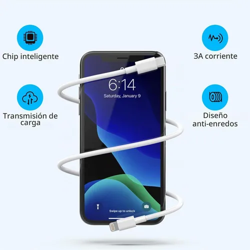 Vista 3 de Cable USB C a Lightning, paquete de 5 unidades de 6 pies [certificado Apple MFi] Cargador rápido para iPhone de carga rápida tipo C a cable