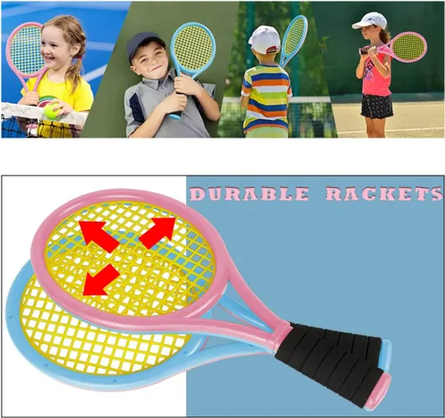 Vista 3 de Raquetas de tenis para niños con bolsa de transporte, pelotas de entrenamiento suaves y pájaros de bádminton, juego de regalo de raquetas de tenis