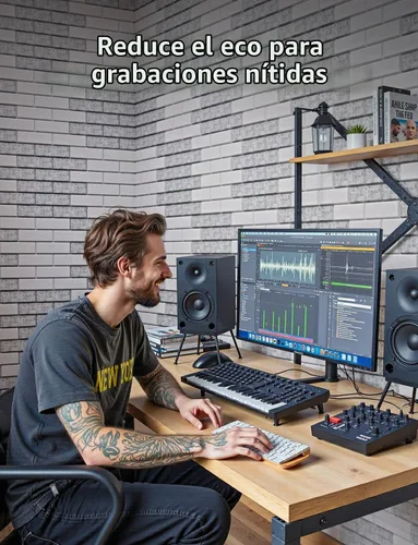 Vista 6 de Paneles acústicos para paredes, Panel de absorción de sonido con patrón de ladrillo, adhesivo para pegar y quitar, para techo, puerta, pared