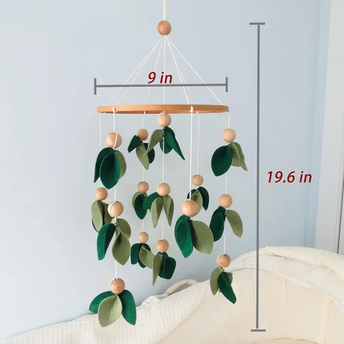 Vista 2 de Green Leaf - Móvil para cuna de bosque para niños y niñas, móvil de bebé de bosque para cuna, móvil de bosque para cuna Verde